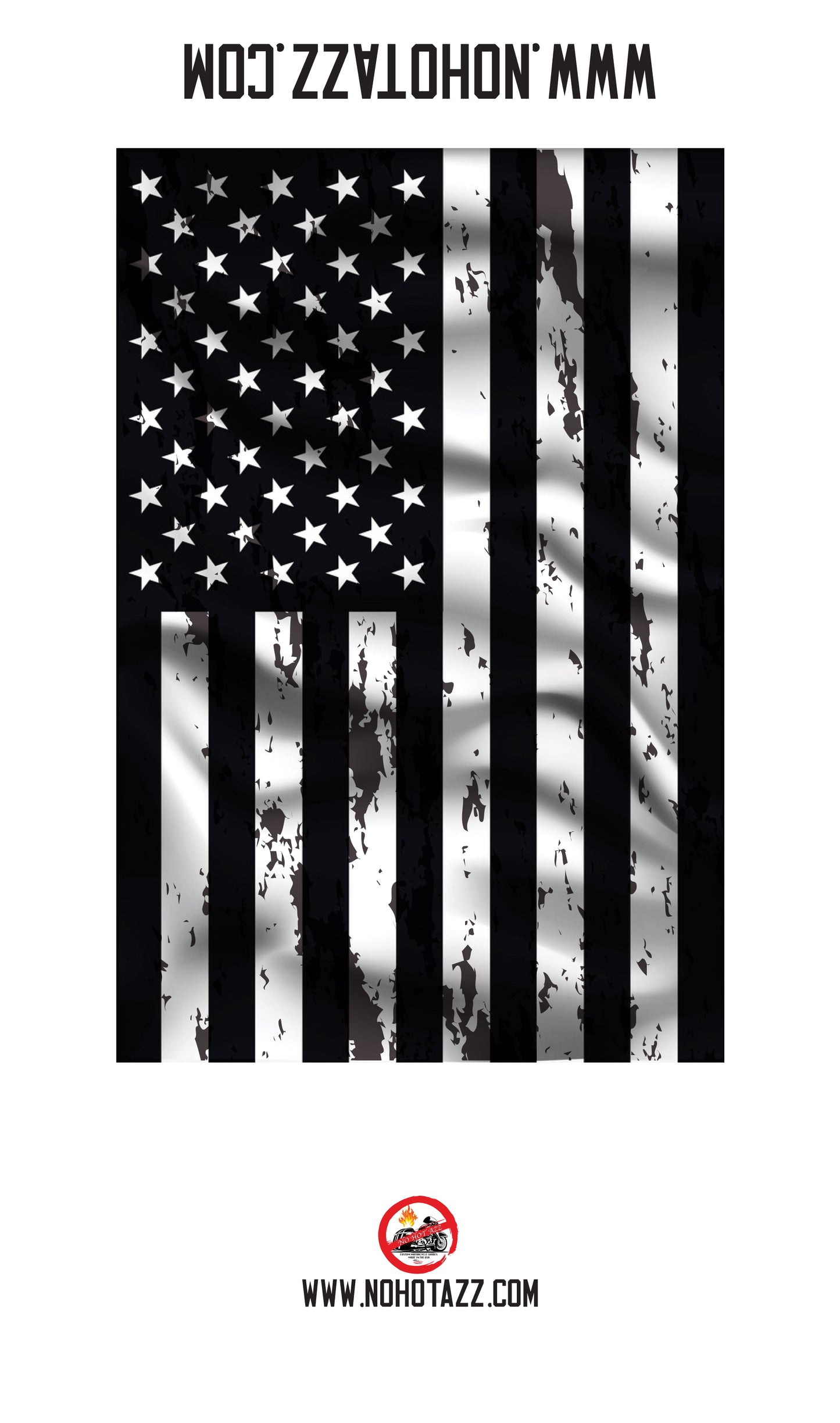A white No Hot Azz motorcycle seat shade sun cover featuring a black and white American flag.