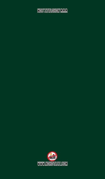 A solid DK green No Hot Azz motorcycle seat shade sun cover.