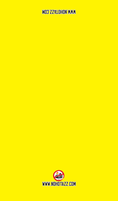 A solid maize yellow No Hot Azz motorcycle seat shade sun cover.