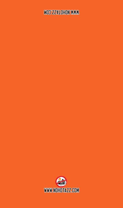 A solid orange No Hot Azz motorcycle seat shade sun cover.