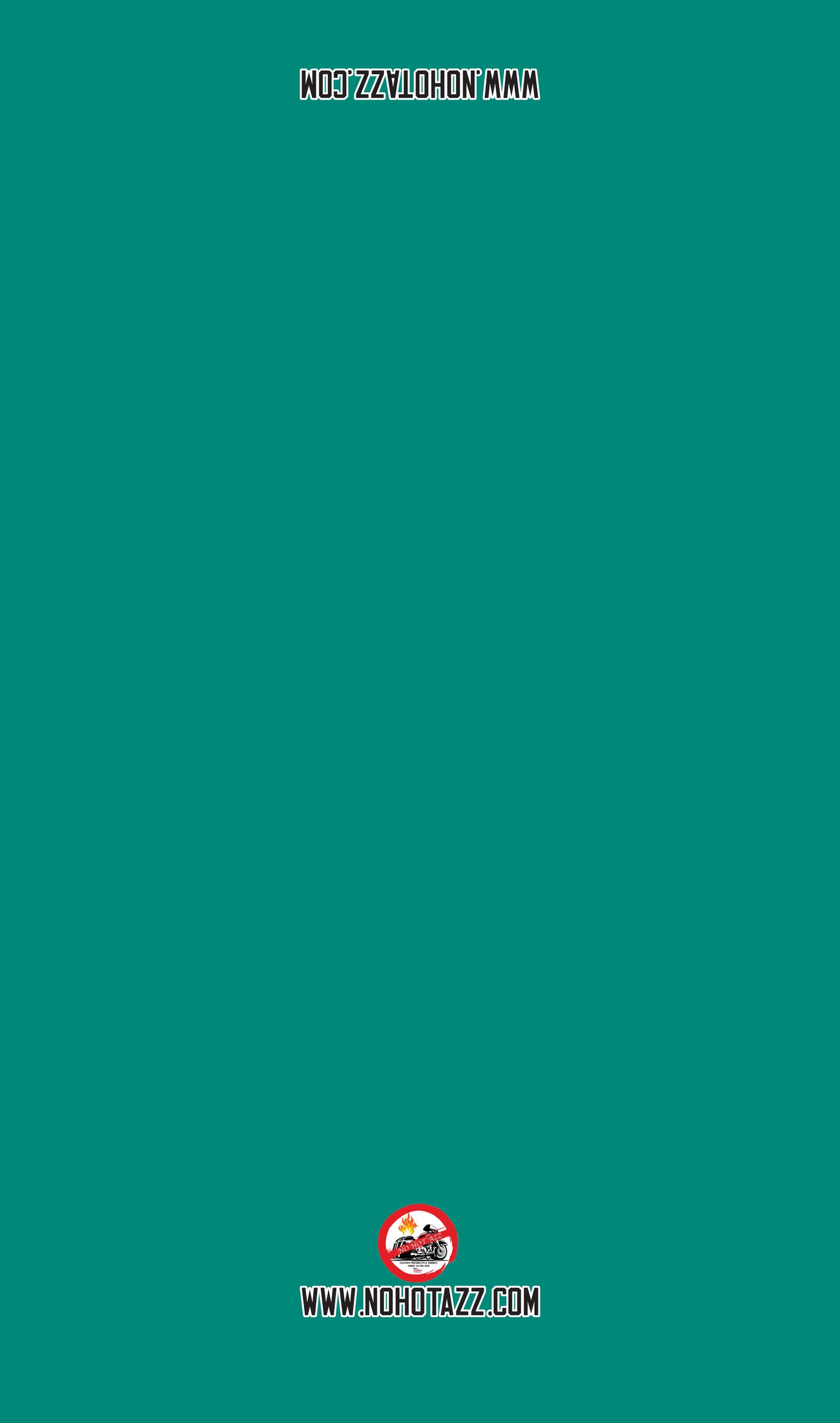 A solid teal No Hot Azz motorcycle seat shade sun cover.